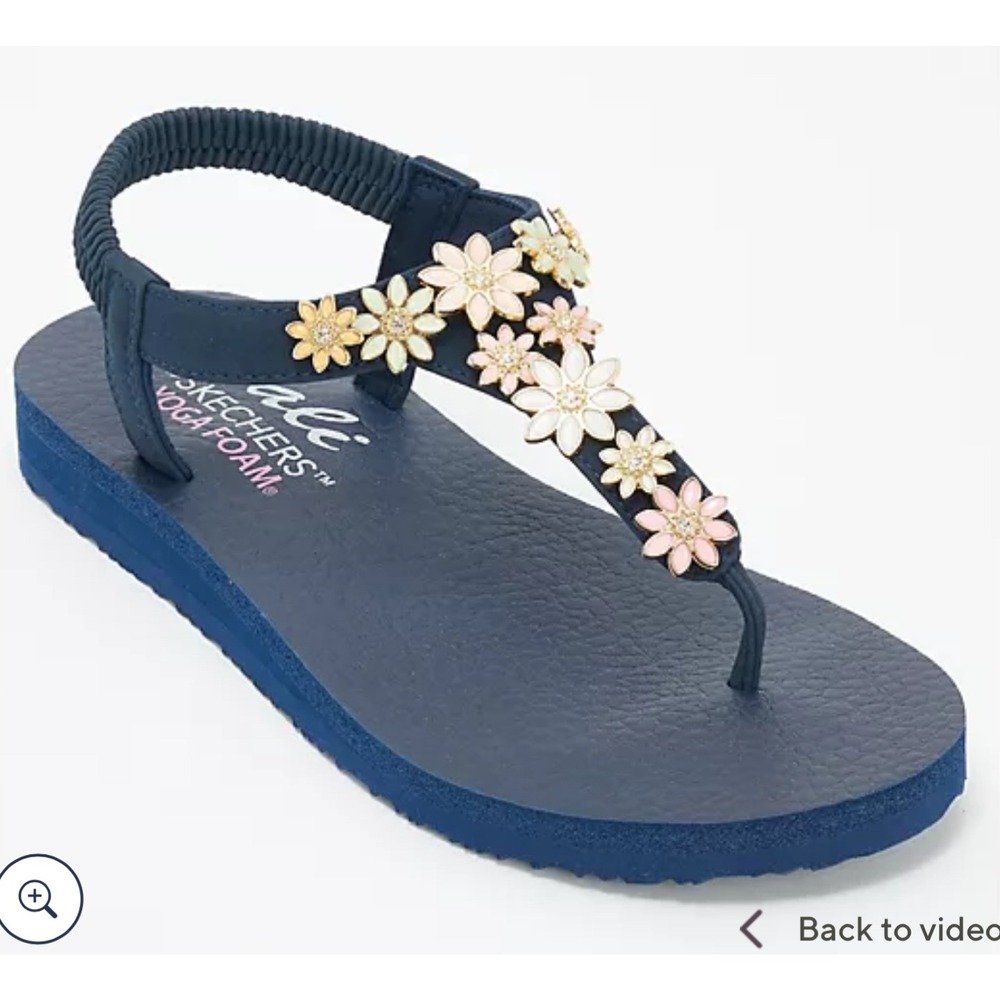 NWOT SKETCHERS CALI YOGA FOAM 9
Meditation Embellished Thong Sandal‎ Glass Daisy